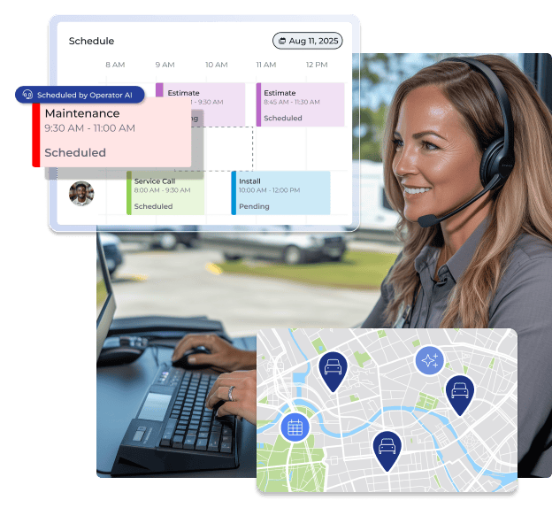 Admin looking at their team's schedule and location in real-time.