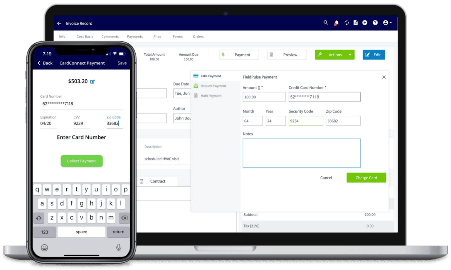 Overview of FieldPulse Payments integration with Clover Connect.