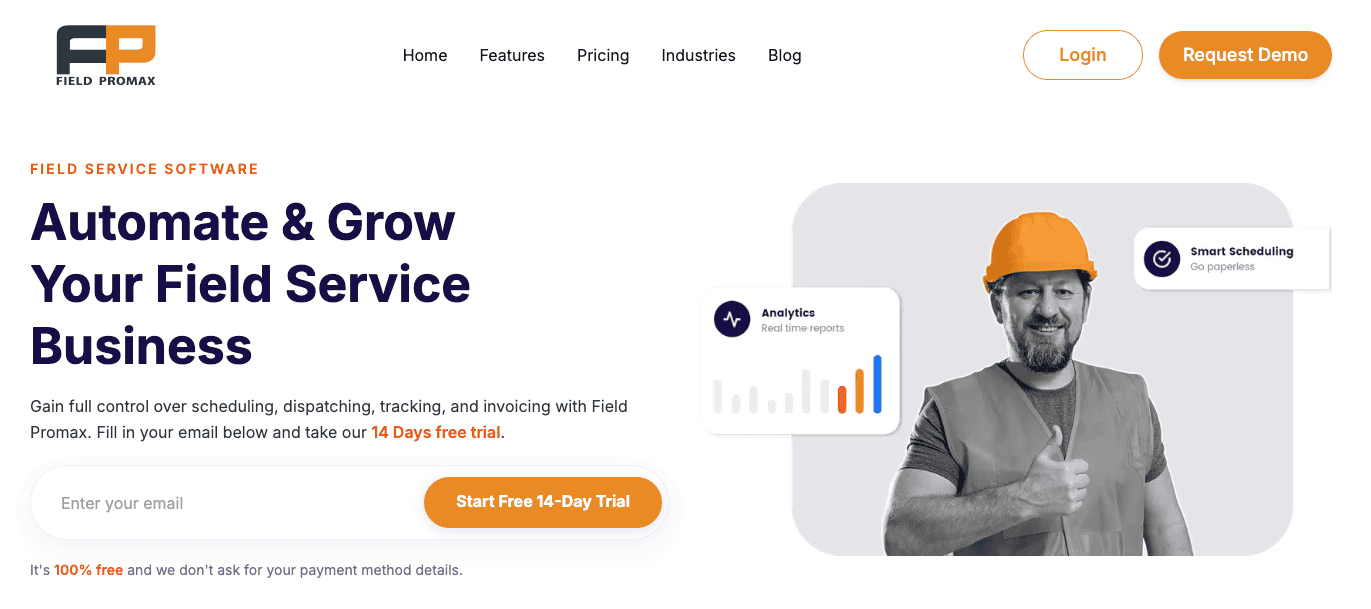 Homepage view of Field Promax platform