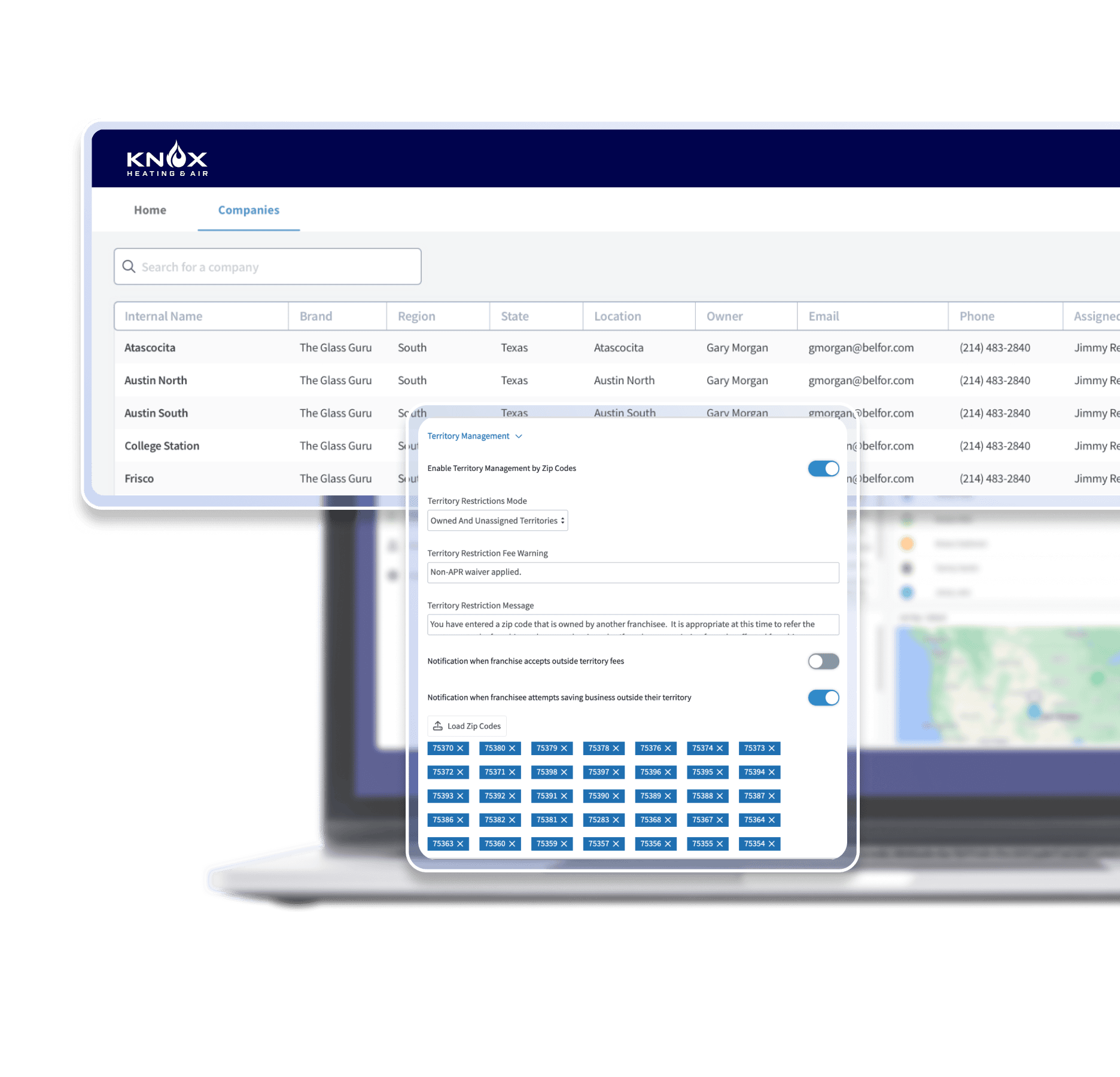 Zip Codes Management for Franchise