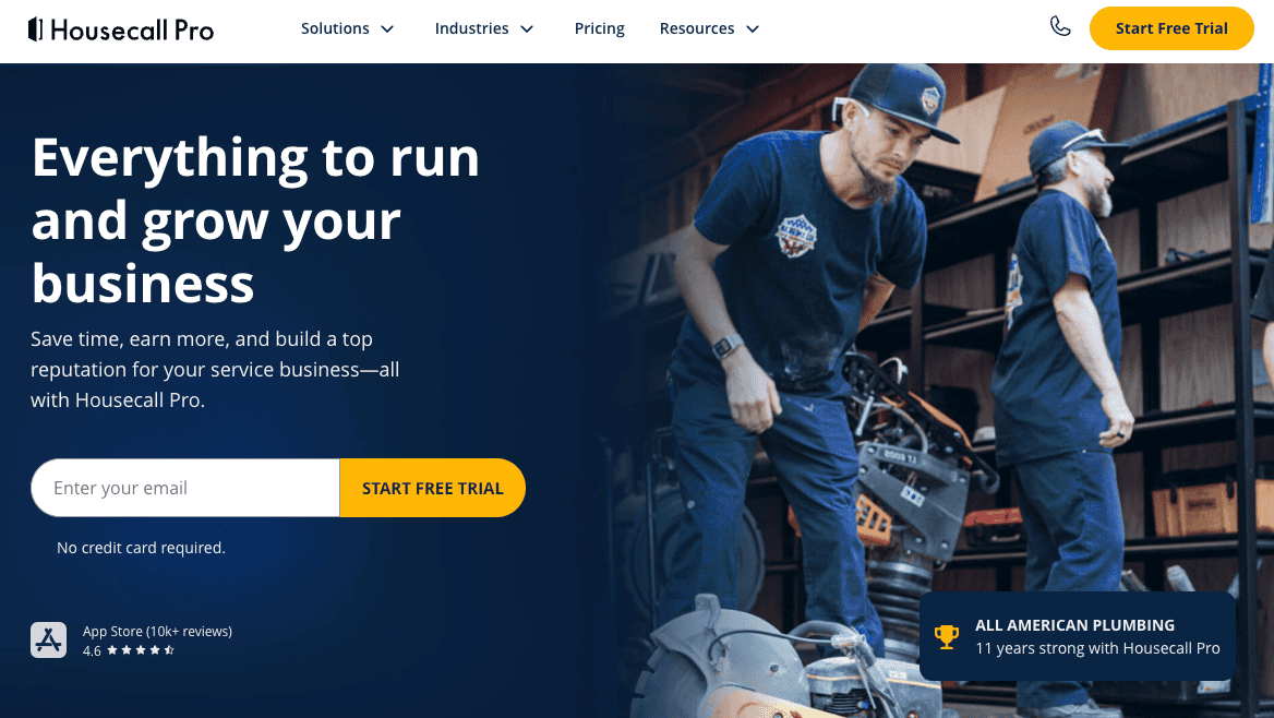 Housecall Pro homepage