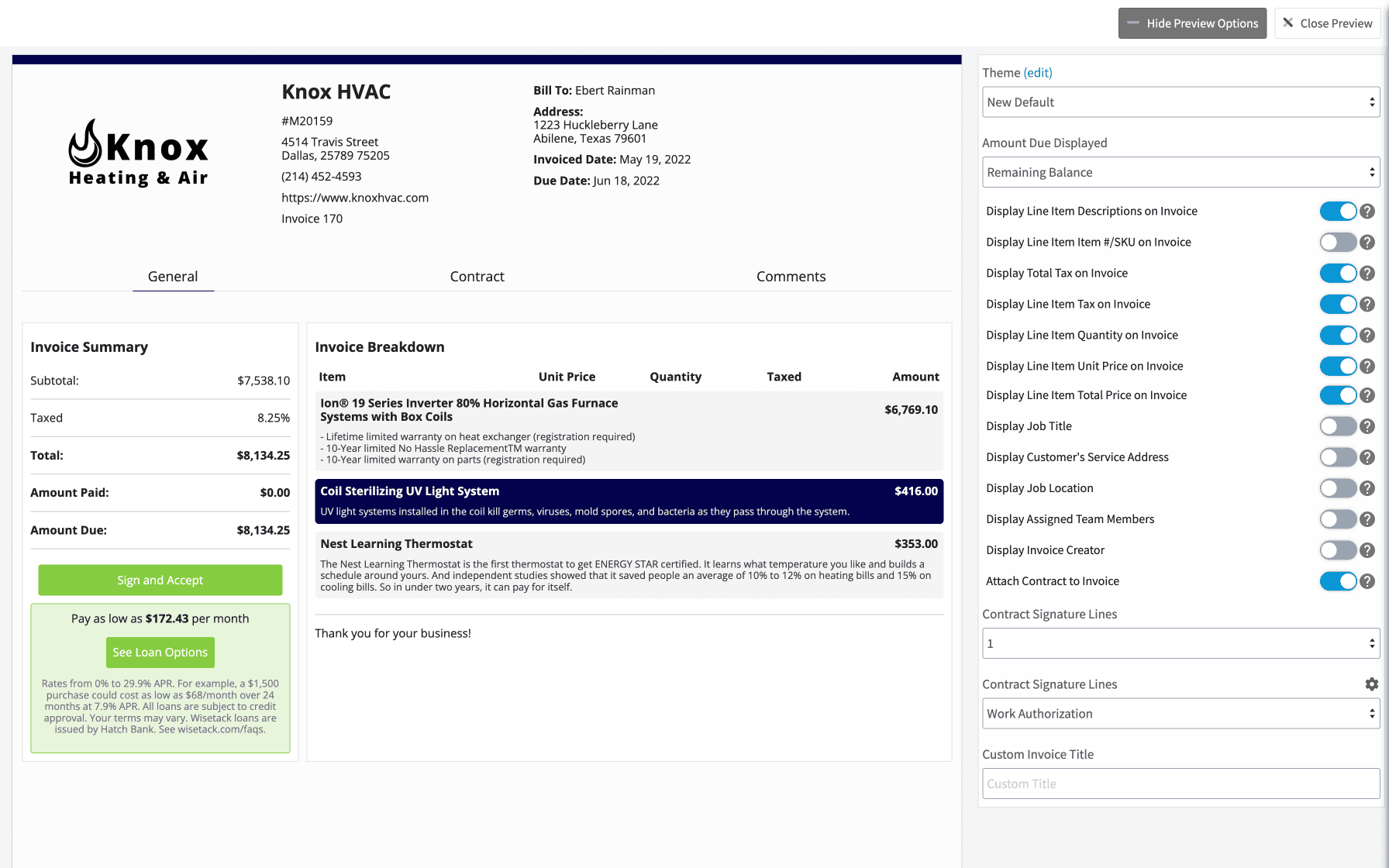 FieldPulse Customizable Invoices