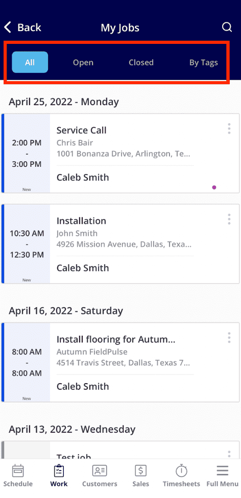 FieldPulse’s Mobile App Dashboard for Technicians