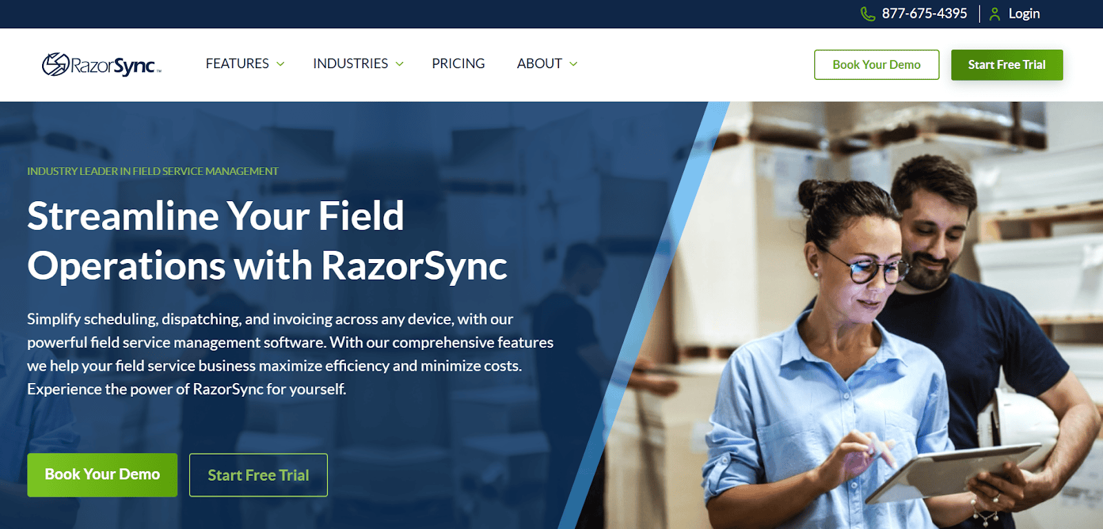 RazorSync homepage