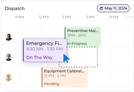 FieldPulse scheduling dashboard with drag-and-drop calendar