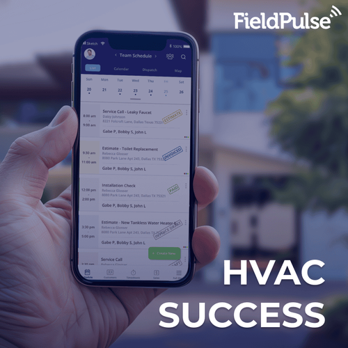 HVAC technician using specialized software to schedule appointments.
