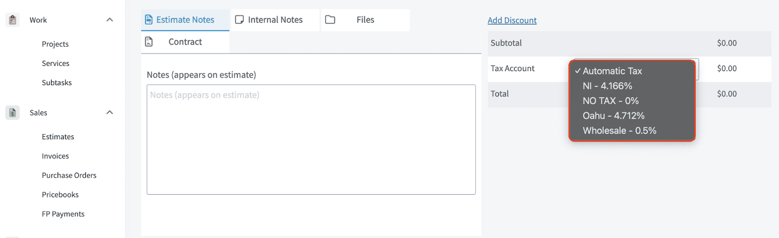 Tax settings in QuickBooks integration