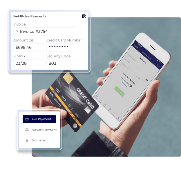 Field tech capturing a payment on his mobile device 